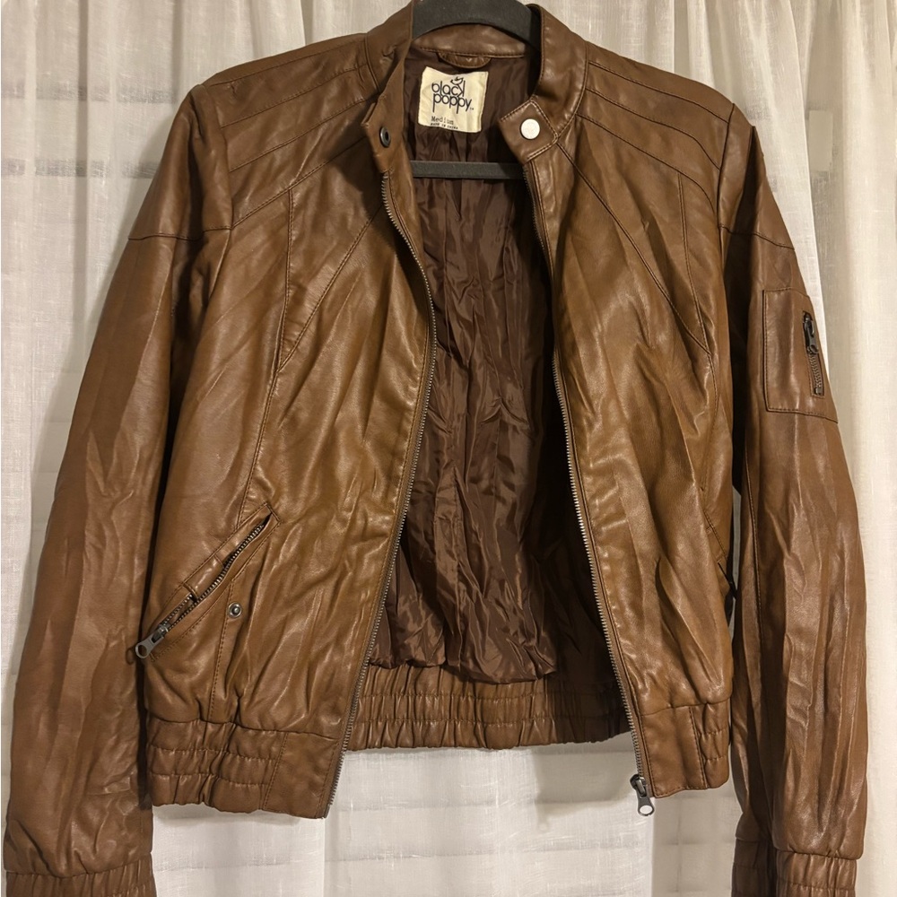Good Vibes Brown Leather Jacket